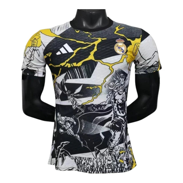 Real Madrid Marvel Avengers 25/26 Pre-Match Shirt - Player Version (Black/Yellow)