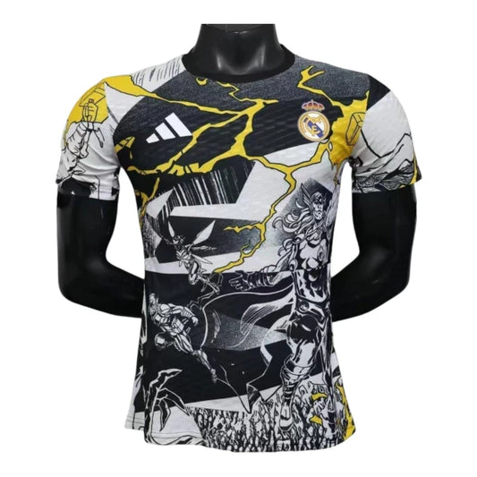 Real Madrid Marvel Avengers 25/26 Pre-Match Shirt - Player Version (Black/Yellow)